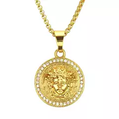 European and American Street Fashion Diamond Pendant Jewelry Golden Portrait Men's Hip-Hop Necklace Pendant