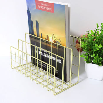 Scandinavian Three-Compartment Iron Bookshelf Creative Metal Bookshelf Manufacturer Wholesale Desktop Decoration File Storage Rack