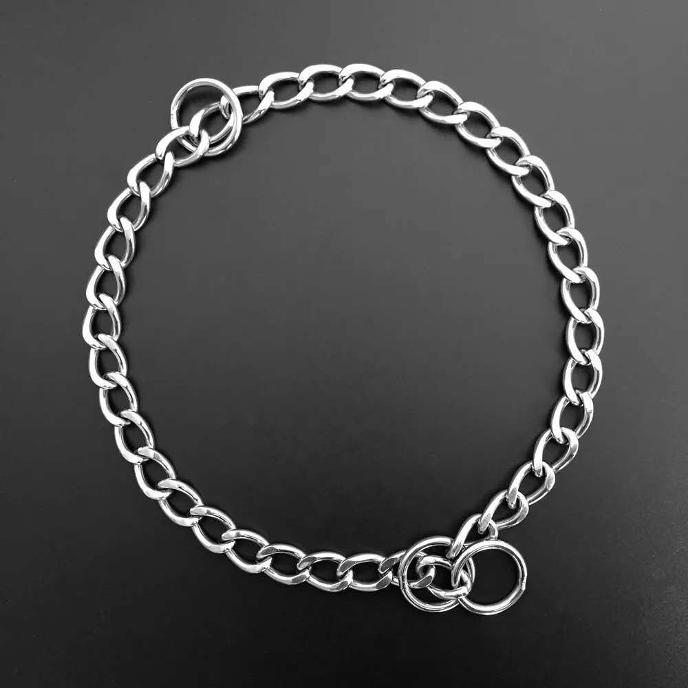 Wholesale twisted flower P chain collar three-ring stainless steel dog collar golden retriever small, medium and large dog seamless welded dog collar