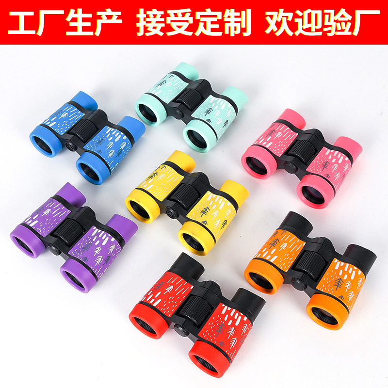Children's telescope color printing rubber grip small tree binoculars color pattern