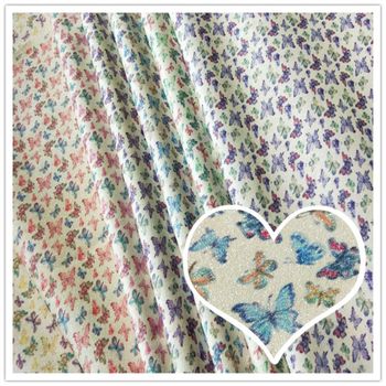 Butterfly printed Glitt glitter does not drop pink and onion colorful PU leather shoe bag jewelry fabric in stock