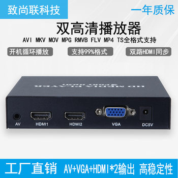2Hdmi High-Definition Player Hdmi1080P Demonstration Equipment Splitter U Disk Video Automatic Playback Screen Projection 4K