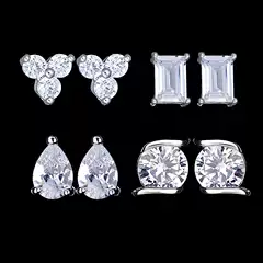 One Week Earrings Aaa Grade Zircon Inlaid Personalized Stacking Versatile Fresh Factory Direct Sales Unisex Earrings