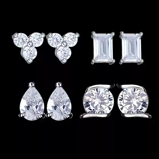 One Week Earrings Aaa Grade Zircon Inlaid Personalized Stacking Versatile Fresh Factory Direct Sales Unisex Earrings
