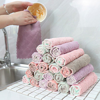 Corrugated edge double-sided strong absorbent rag non-lint dish cloth non-stick oil dish towel wet and dry dual-use type