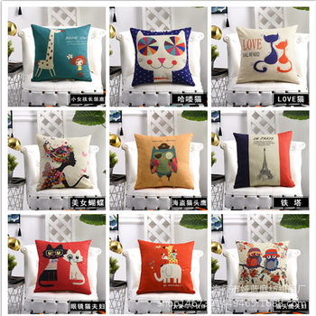 Cartoon Brushed Cotton Pillow Office Car Sofa Cushion Pillow Cover Wholesale Giveaways Gifts Dropshipping
