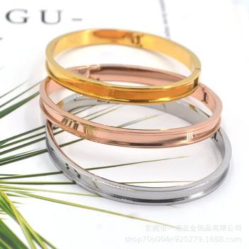 in stock stainless steel round closed leather bracelet groove handmade fabric hardware bracelet DIY bracelet embryo manufacturers