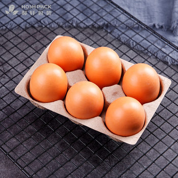Pure pulp egg tray for breeding, factory direct pulp egg tray 6 egg tray (yellow pulp)
