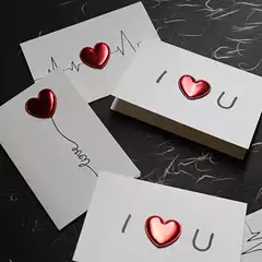 520 Valentine's Day Greeting Card DIY Leather Heart 3D Greeting Card I Love You Heartbeat Teacher's Day Thank You Card