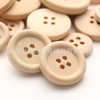 Factory direct natural wood color wooden buttons four eyes thin edge round wooden buttons DIY hand sewing accessories wholesale