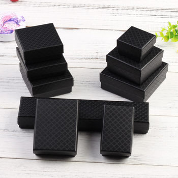 Spot Wholesale Black Diamond Pattern Jewelry Box Set Jewelry Packaging Box Multiple Sizes Heaven and Earth Cover Ring Box