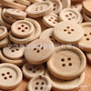 Factory direct natural wood color wooden buttons four eyes thin edge round wooden buttons DIY hand sewing accessories wholesale