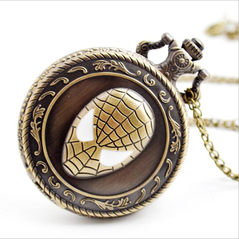 夏季动漫卡通怀表复仇者联盟石英表儿童项链怀表复古翻盖怀表批发