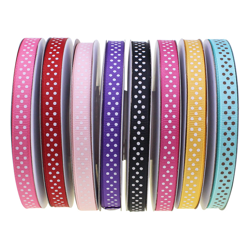 1cm Printed Dot Ribbed with Packaging Bow Webbing Ribbon Kidsren's Jewelry DIY Ribbon