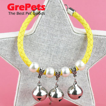Pet Bell Collar Dog Handmade Bell Collar Japanese Style Style PU Collar