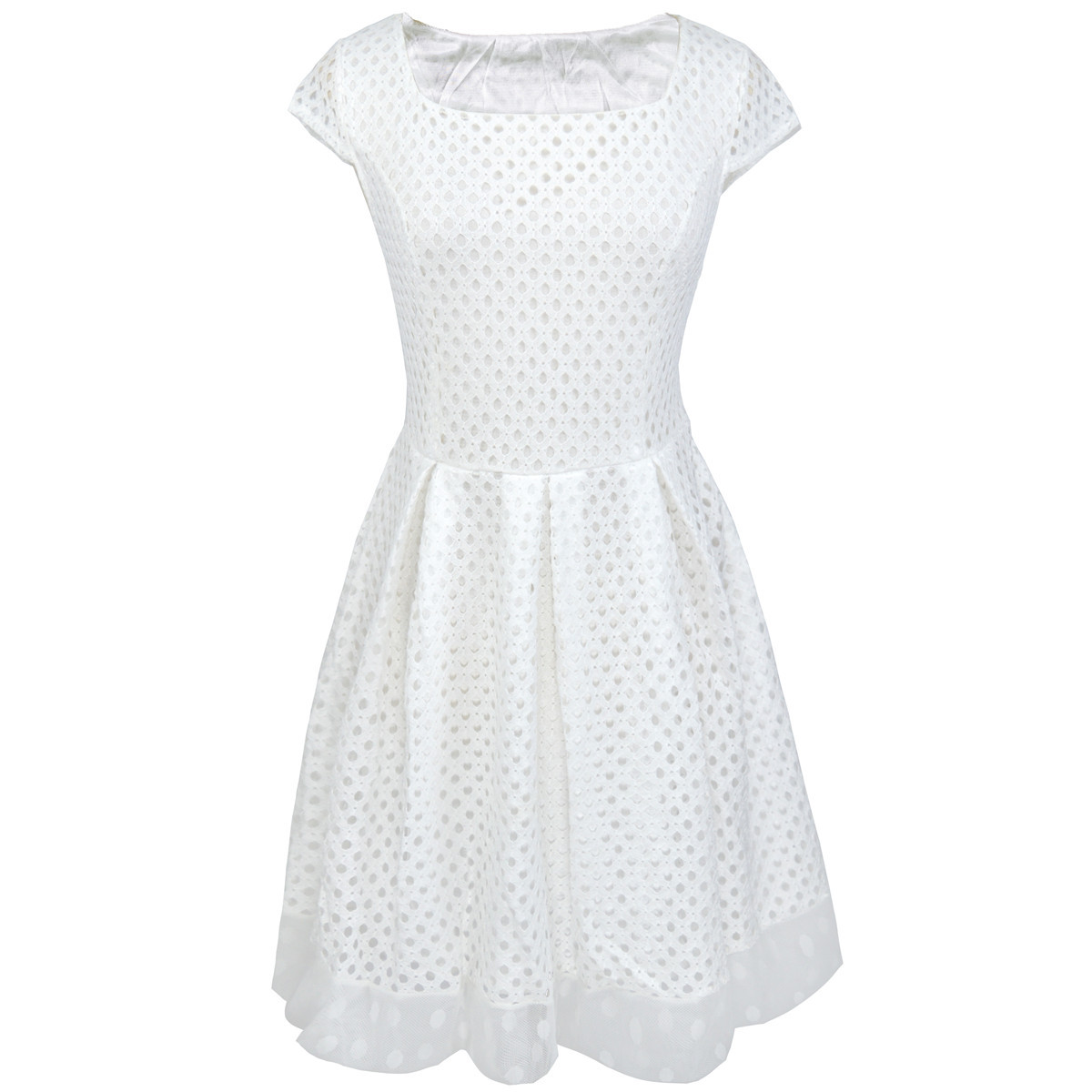 Lace Hollow Out Dress Slim Fit Sweet Style Short Sleeve Perfect for Casual Occasions Ready to Ship