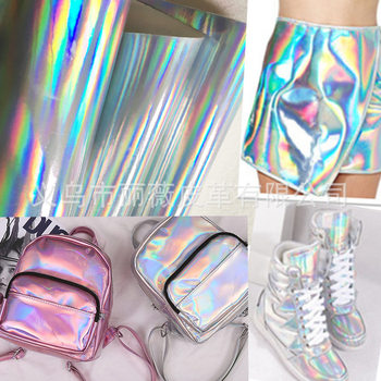 Factory spot Pu mirror crease-free bronzing Rainbow Magic Mirror laser leather fabric luggage artificial leather