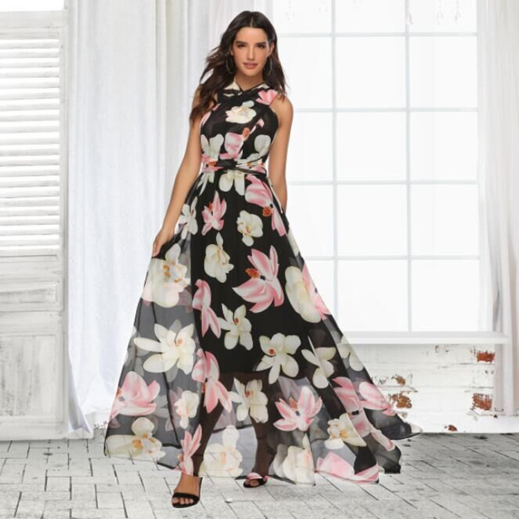 Floral Chiffon Dress Versatile Style Elegant Design Perfect for Parties Wholesale Available fast shipping