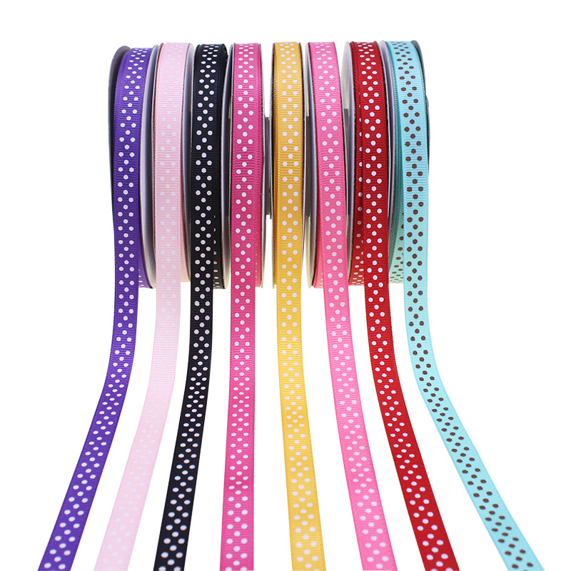 1cm Printed Dot Ribbed with Packaging Bow Webbing Ribbon Kidsren's Jewelry DIY Ribbon