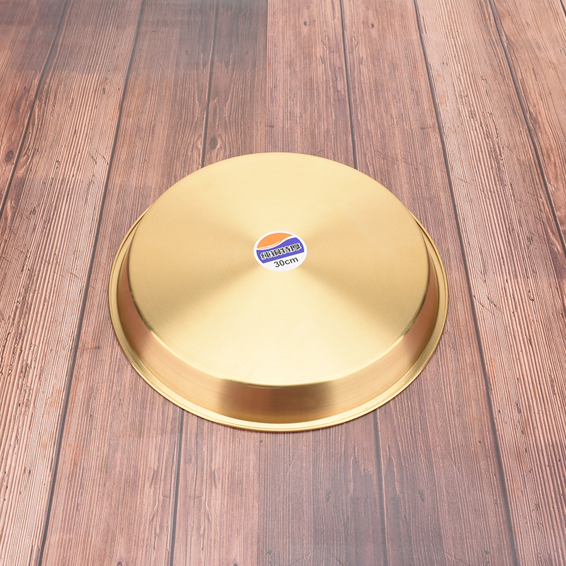 Multi-specification Copper Plate Brass Household Plate Fruit Tribute Plate Thickened Flat Bottom Flat Plate Round Tray 24-45cm