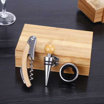 Creative Red Wine Bottle Opener Wine Set Can Be Used as Logo Log Box Storage Gift Box Bottle Opener Wholesale