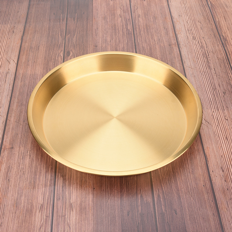 Multi-specification Copper Plate Brass Household Plate Fruit Tribute Plate Thickened Flat Bottom Flat Plate Round Tray 24-45cm