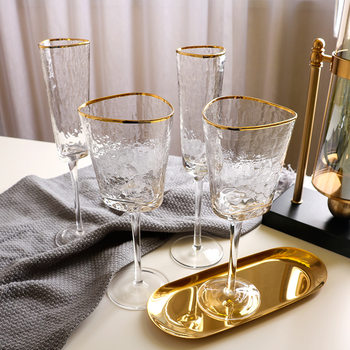 Creative Water Cup, Gold-Rimmed Crystal Glass Small Wine Glass, Champagne Glass, European-Style Tall Wine Glass, Glass Red Wine Glass