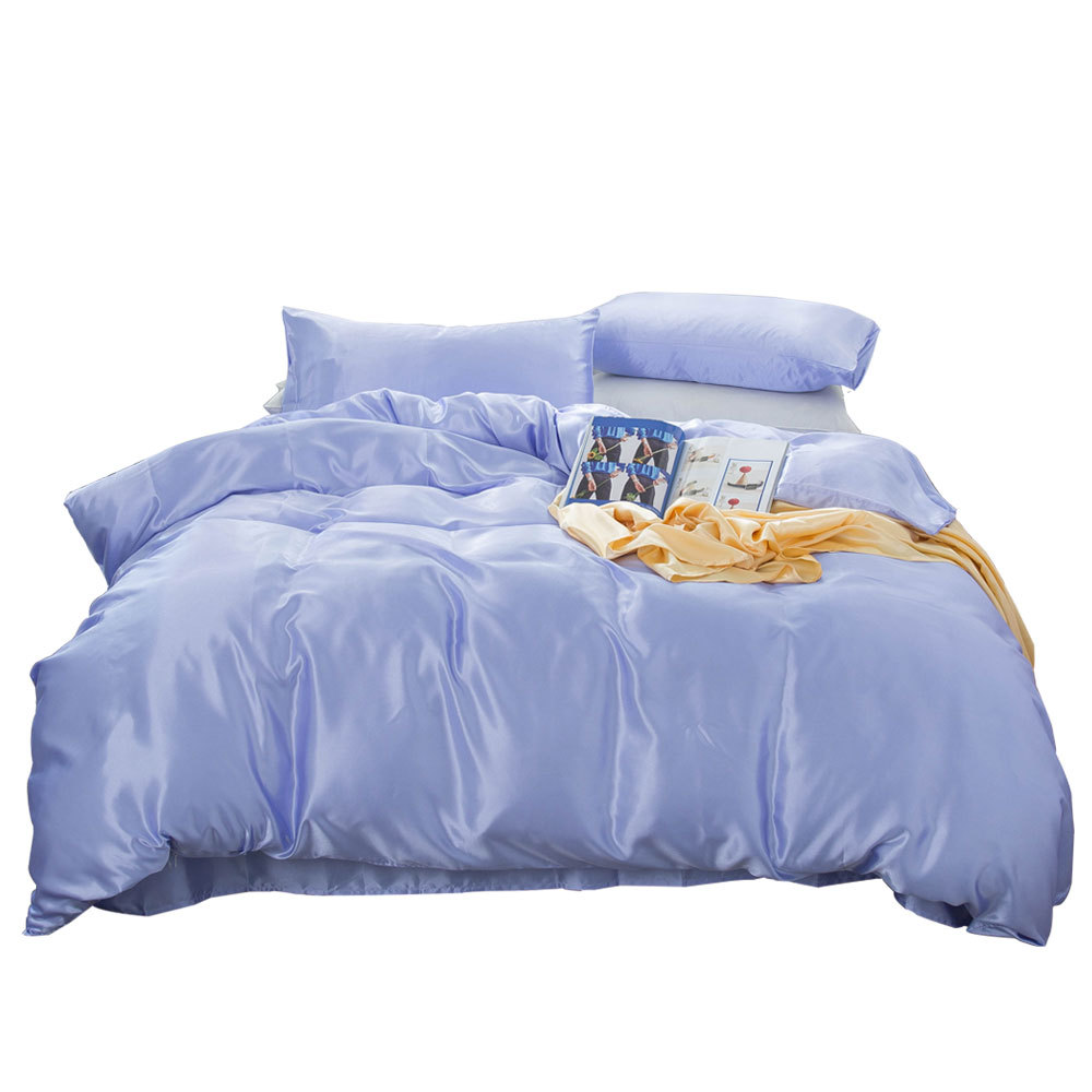 wish Amazon ebay imitation silk satin bedding three four-piece ice silk quilt cover summer pillowcase sheets