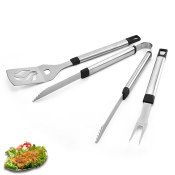 Factory in stock outdoor creative BBQ fork multi-functional stainless steel three-piece barbecue set barbecue clip tool in stock