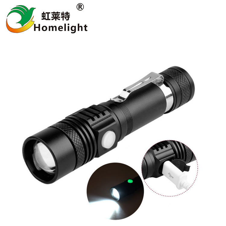 Amazon new T6 USB rechargeable outdoor daily portable telescopic zoom LED strong light long-range flashlight