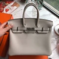 Litchi Pattern Platinum Bag Elephant Grey -30
