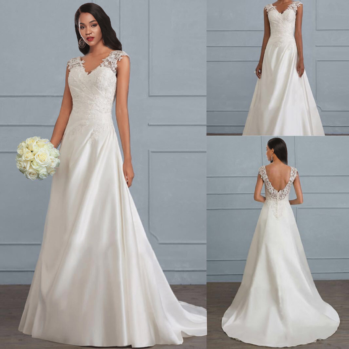 Lace Trimmed Backless Maxi Dress Solid Color Sleeveless Elegant Design Perfect for Weddings and Formal Events OEM