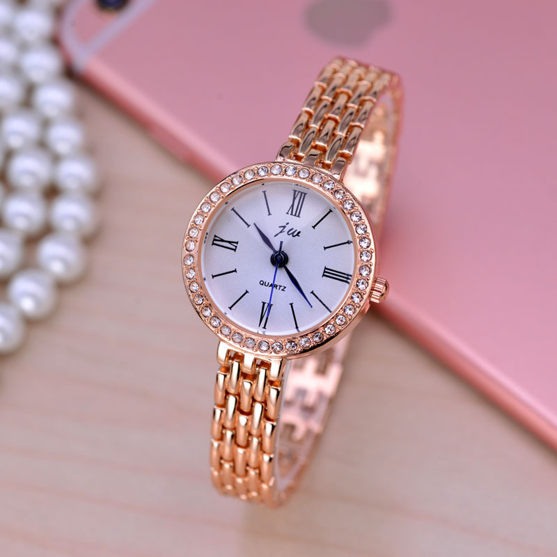 电视同款女表韩版时尚罗马条钉女士腕表玫瑰金色学生环钻手链表