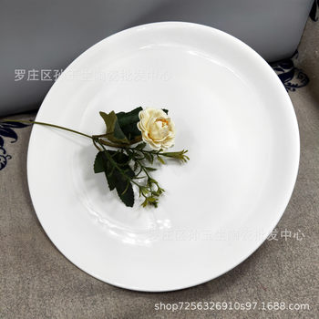 12inch Shallow Plate Pure White Round Magnesium Reinforced Porcelain Hotel Kitchen Tableware Daily Porcelain Ceramic Bowl Plate Wholesale