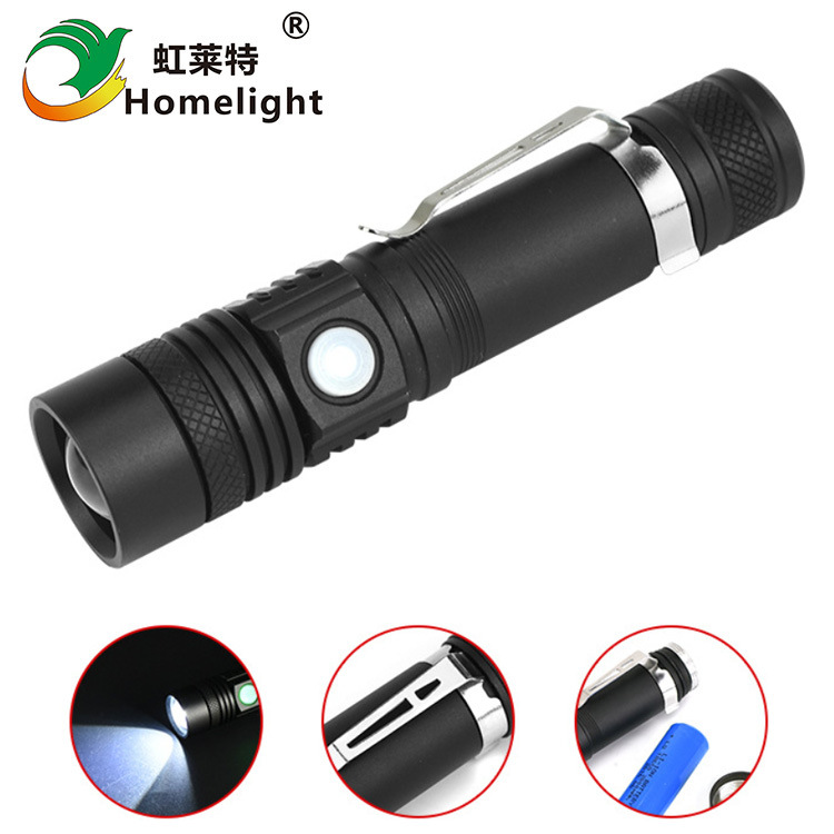 Amazon new T6 USB rechargeable outdoor daily portable telescopic zoom LED strong light long-range flashlight