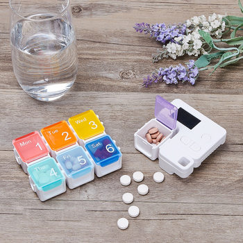 Portable Divided Pill Box, Intelligent Timed Reminder Digital Pill Box, Medicine Pill Storage Box