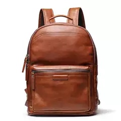Luojia Vintage Top-Grain Leather Laptop Backpack Travel Bag Retro Genuine Leather Rucksack
