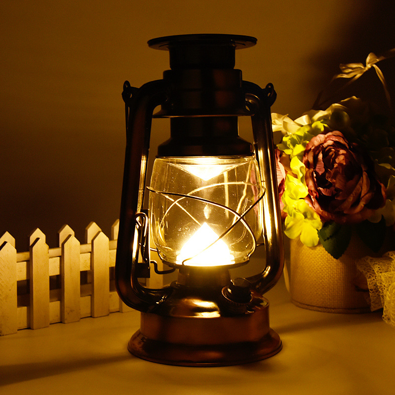 Lantern Solar Rechargeable multifunctional outdoor lighting emergency camping tent lamp retro kerosene lamp portable lamp