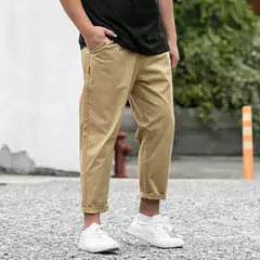 Autumn men's plus size stretch casual pants men's fashion plus size loose solid color pants men's pants a generation of hair