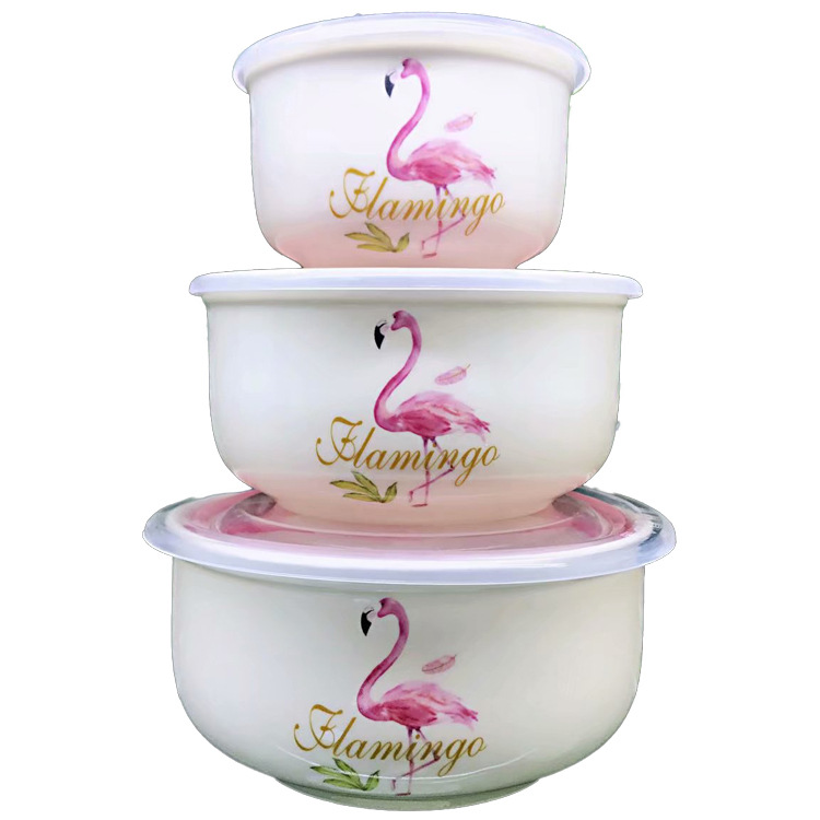 Ceramic Bowl Fresh-keeping Bowl Three-piece Set Sealed Bowl Tableware Set Handsome Gifts Daily Commodities Business Opening Staff Gifts