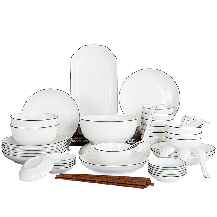 Ceramic Tableware Set European Style Simple Bowls, Chopsticks, Plates Hotel Home Use Bowl and Plate Set DIY Combination Bowl and Plate Gift