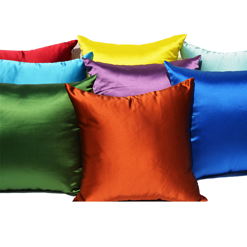 Amazon Home Wish Aliexpress Shopee Glossy Simulated Silk Satin Pure Color Pillow Cushion Cover
