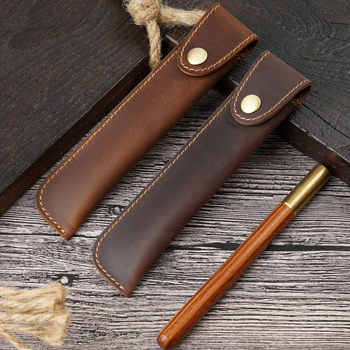 Original Pencil Case, Personalized Retro Handmade Crazy Horse Leather First-Layer Cowhide Pen Case, Creative Protective Cover in Stock