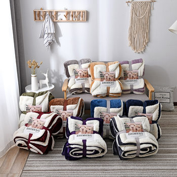 Factory Direct Sales New Lamb Velvet Blanket Solid Color Double Layer Thickened Cross-Border Flannel Children's Blanket Foreign Trade Wholesale