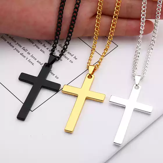 KAYI Jewelry Europe and America Cross Border New Stainless Steel Cross Men's Necklace Titanium Steel Pendant Jewelry Xiang Jewelry