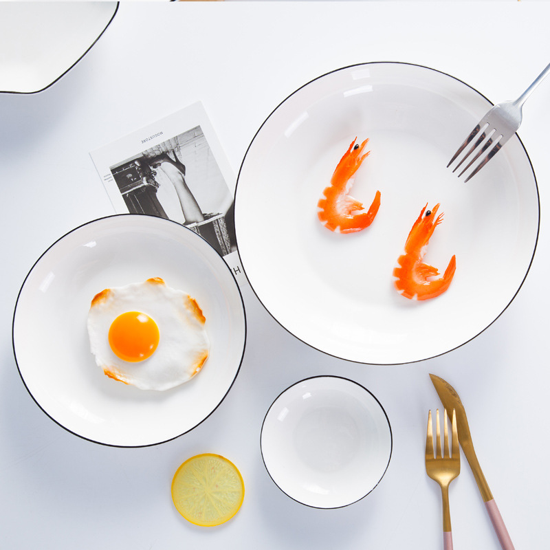 Ceramic Tableware Set European Style Simple Bowls, Chopsticks, Plates Hotel Home Use Bowl and Plate Set DIY Combination Bowl and Plate Gift