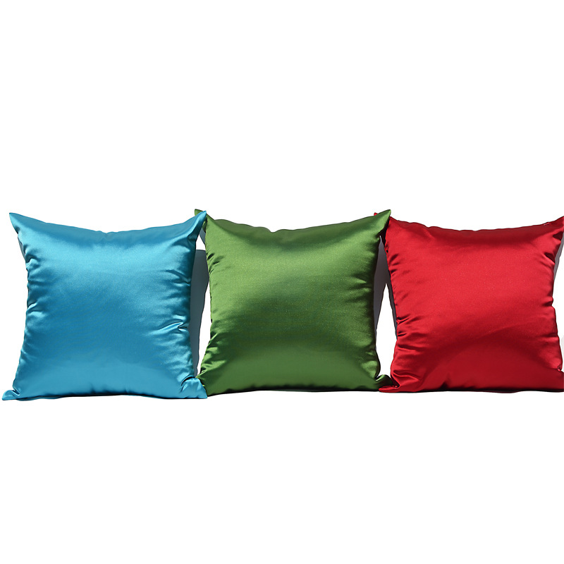Amazon Home Wish Aliexpress Shopee Glossy Simulated Silk Satin Pure Color Pillow Cushion Cover