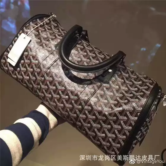 Goya Pillow Travel Bag Dog Tooth Pvc with Cowhide Shoulder Strap Diagonal Satchel Short-Distance Business Trip Travel Bag