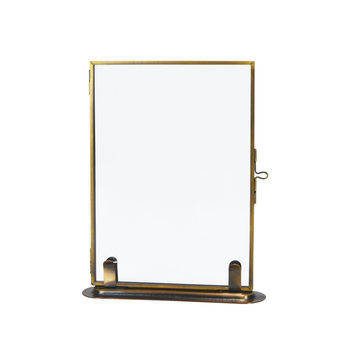 Cross-Border Processing Customized Glass Photo Frame Dried Flower Specimen Glass Clip with Bronze Base European Style Photo Frame Table