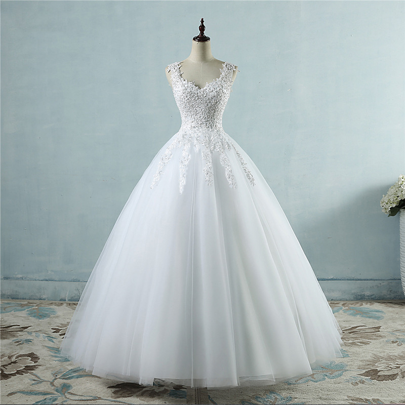 wedding dress simple floor-length high-waisted wedding dress deep V-neck wedding light wedding dress one piece drop shipping